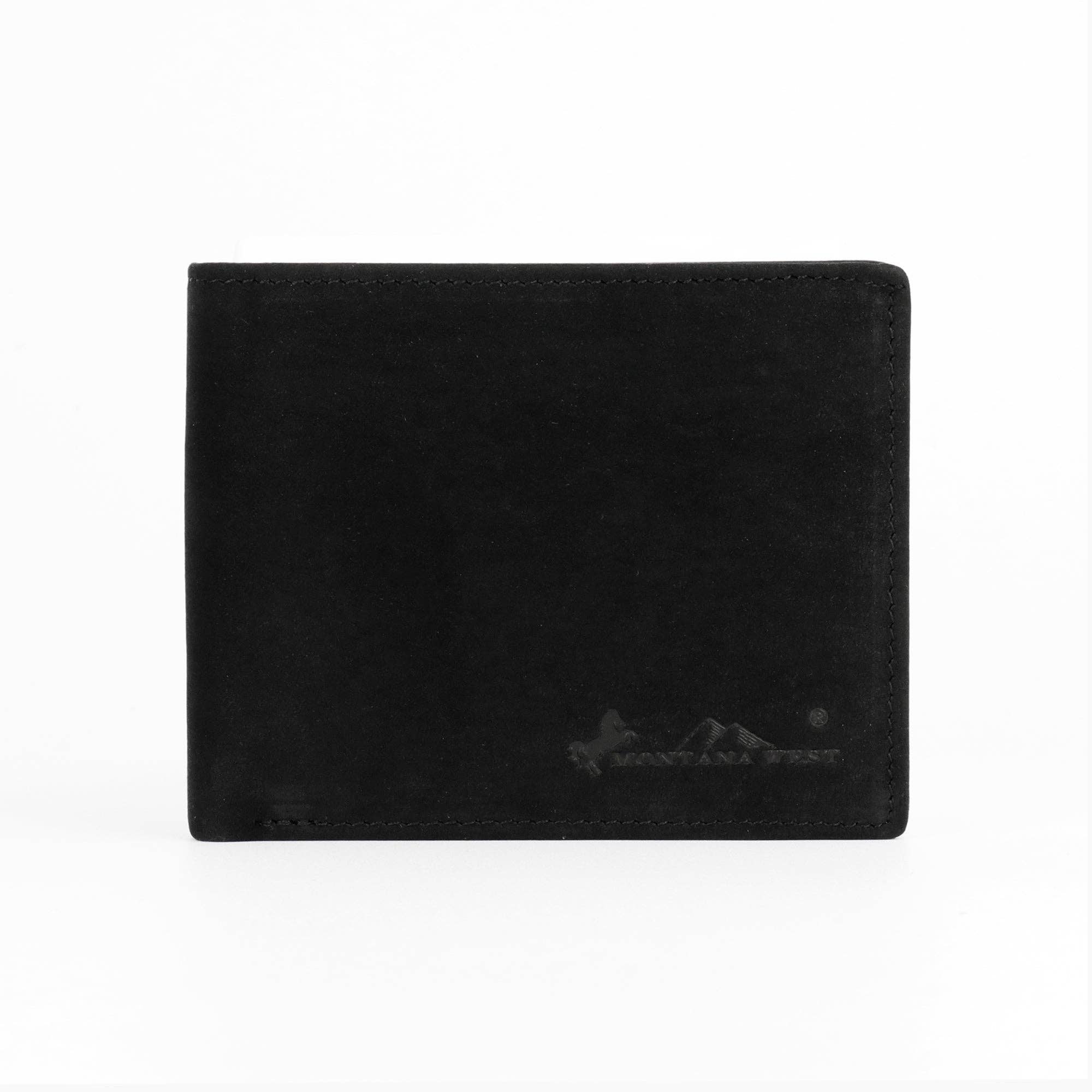 Black RFID Montana West genuine leather men's bi-fold wallet