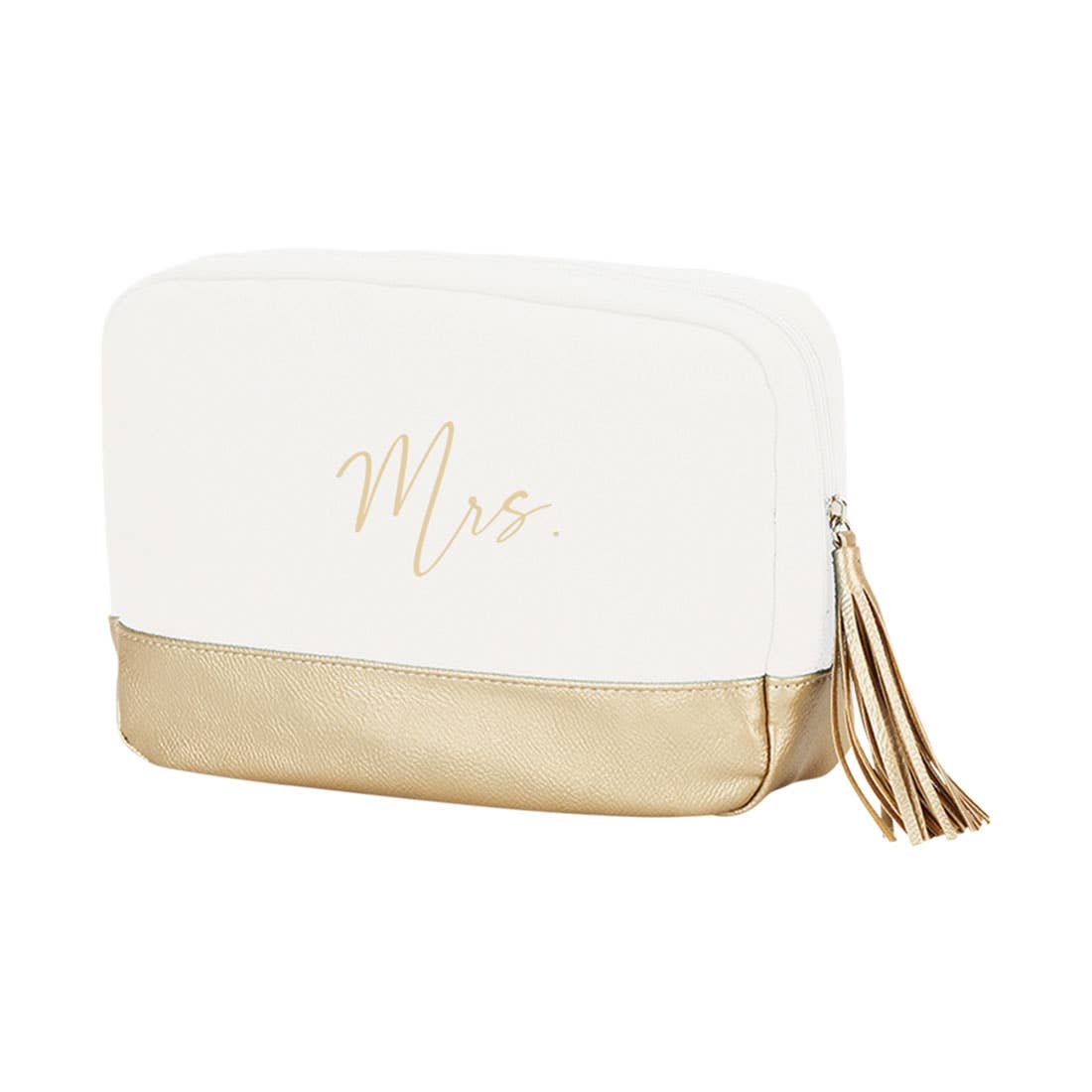 Mrs. embroidered crème cosmetic bag