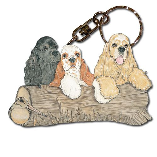 Cocker Spaniel wooden keychain