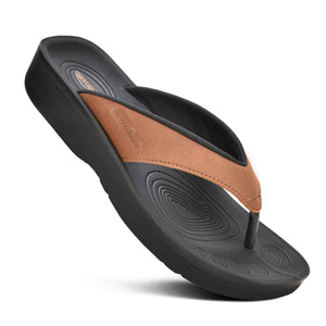 Brown flip flop sandals