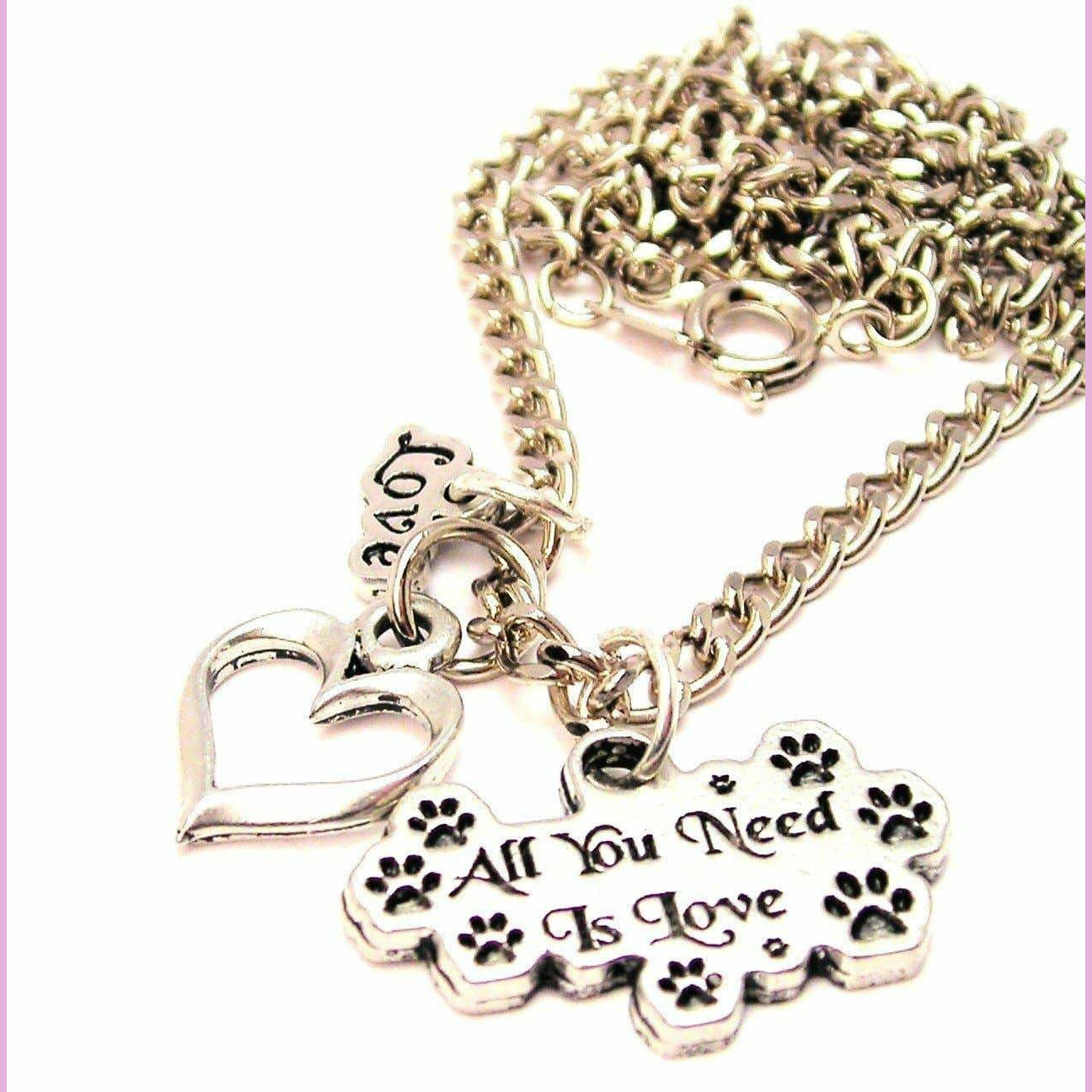 Paw Prints All You Need Is Love Necklace