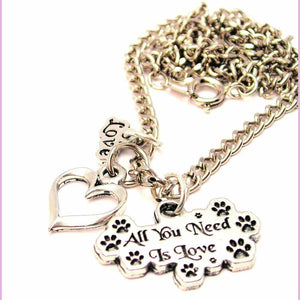 Paw Prints All You Need Is Love Necklace