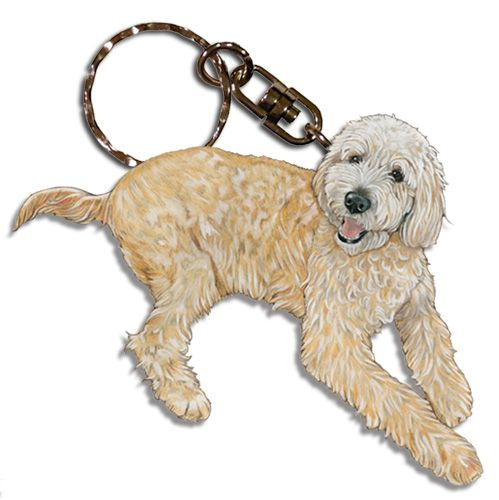 Labradoodle wooden keychain