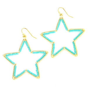 Star turquoise beaded earrings