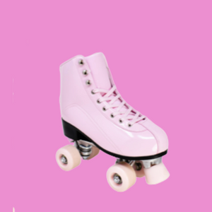 Women's pink patent roller skates