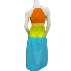Colorblock poplin midi dress