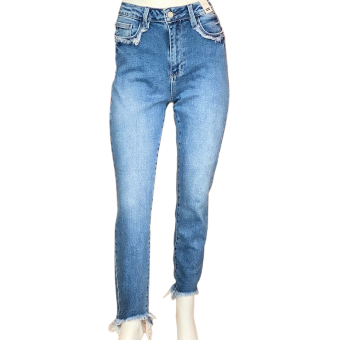 Judy Blue high rise fringed pocket slim fit jeans