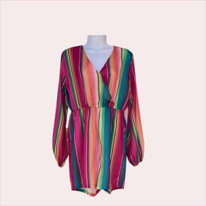 Serape v-neck long sleeve romper