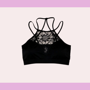 Plus size black high neck lace bralette – All About You Boutique