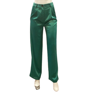 Green satin pants