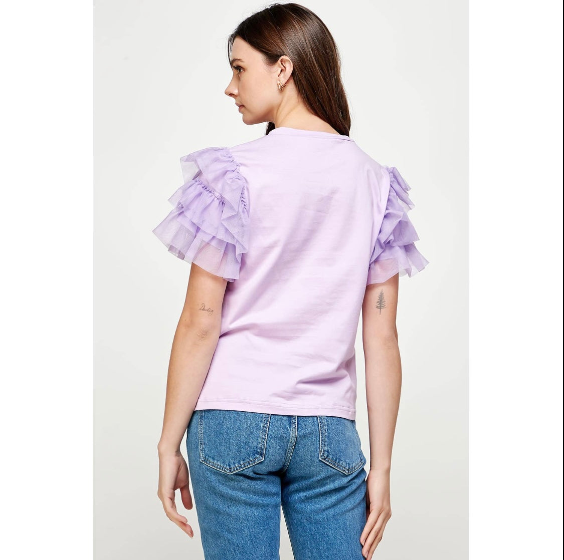 Lilac ruffle frill tulle tee top
