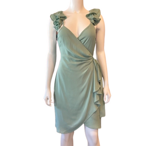 Sage Wrap Style Mini Dress