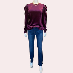 Purple velvet long sleeve top