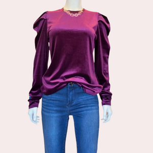 Purple velvet long sleeve top