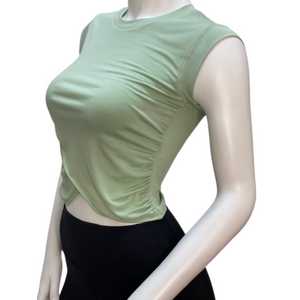 Sage overlay tencel cropped tank top