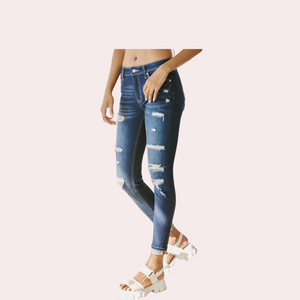 Kancan mid rise cuffed ankle jeans