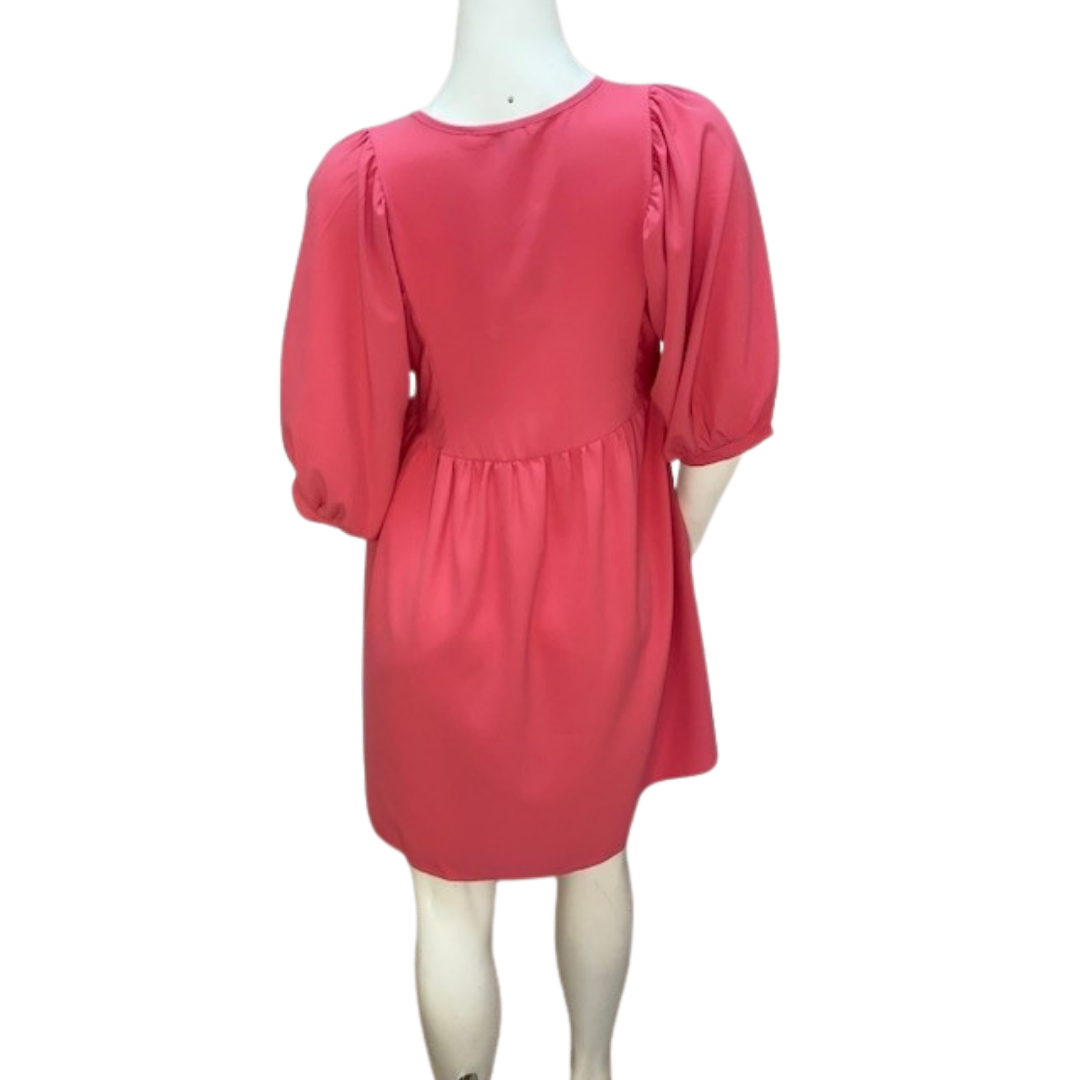Pink balloon sleeve dress