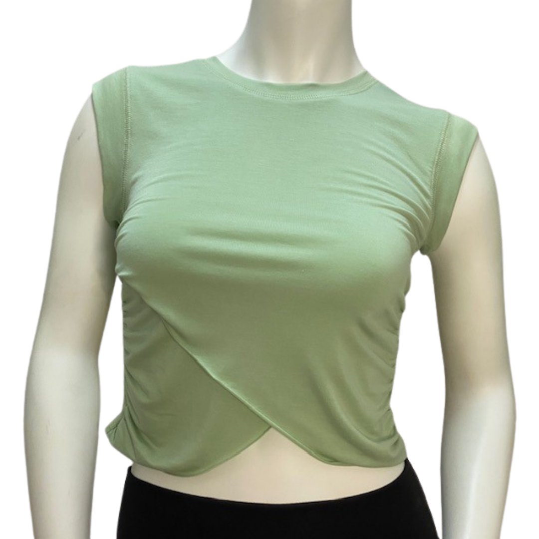 Sage overlay tencel cropped tank top