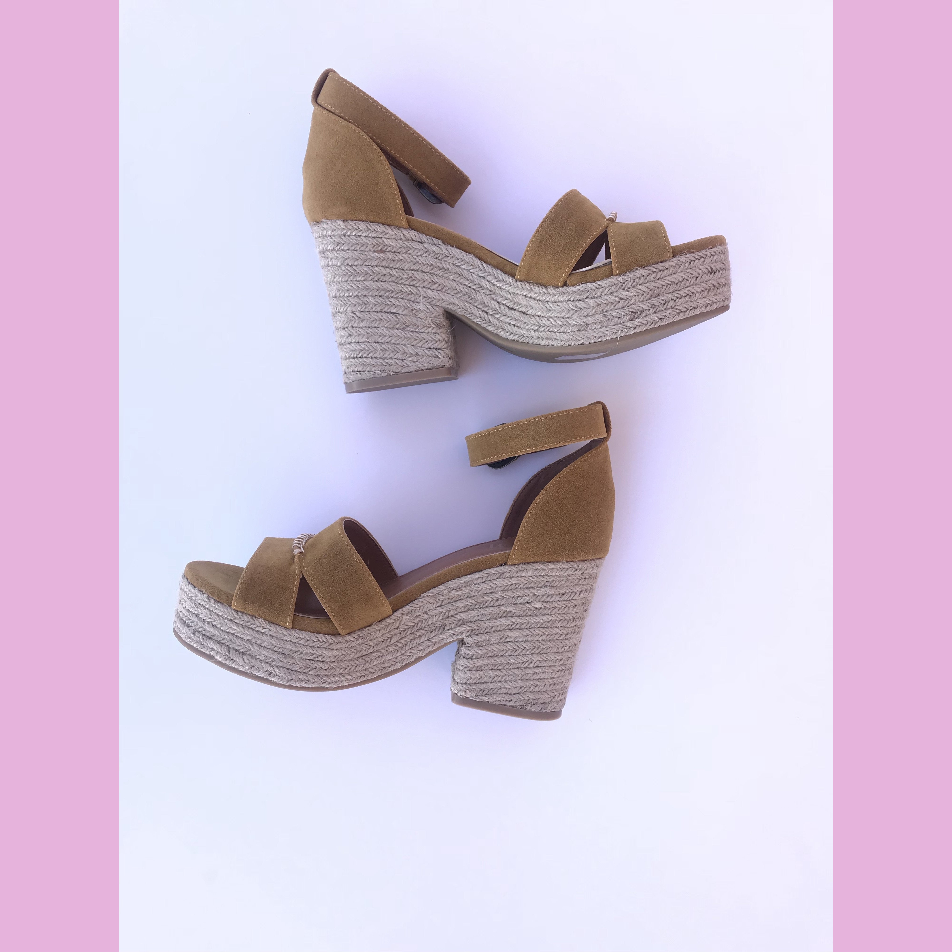 Mustard espadrille chunky platform sandal