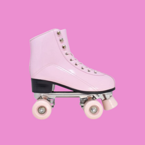 Women's pink patent roller skates