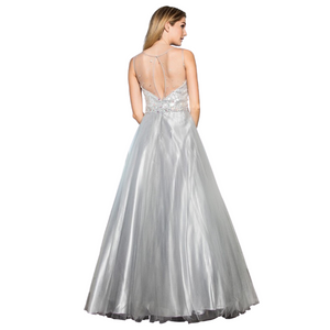 Silver sequin evening gown