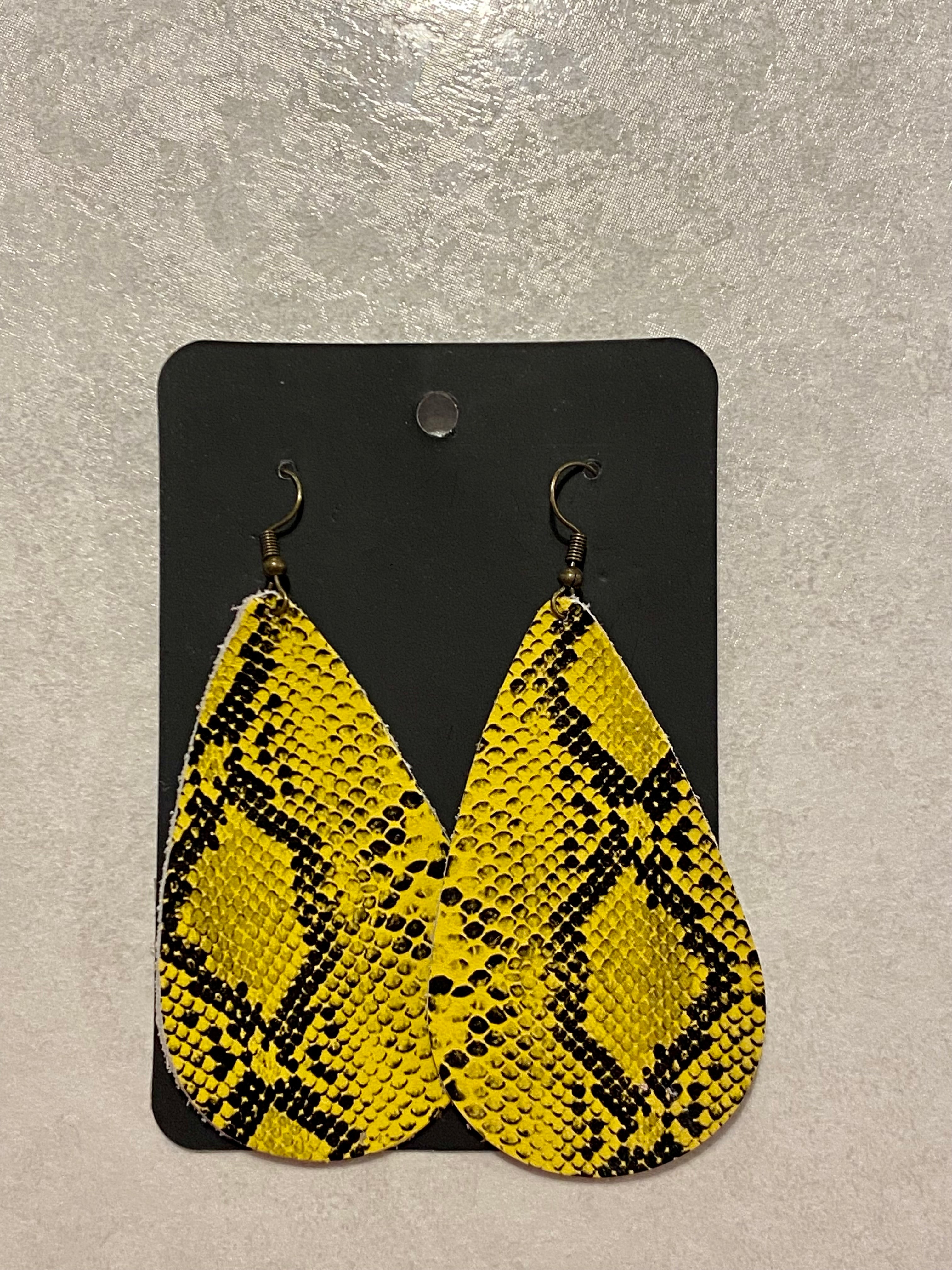 Yellow snake print earrings