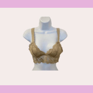 Taupe padded lace bralette